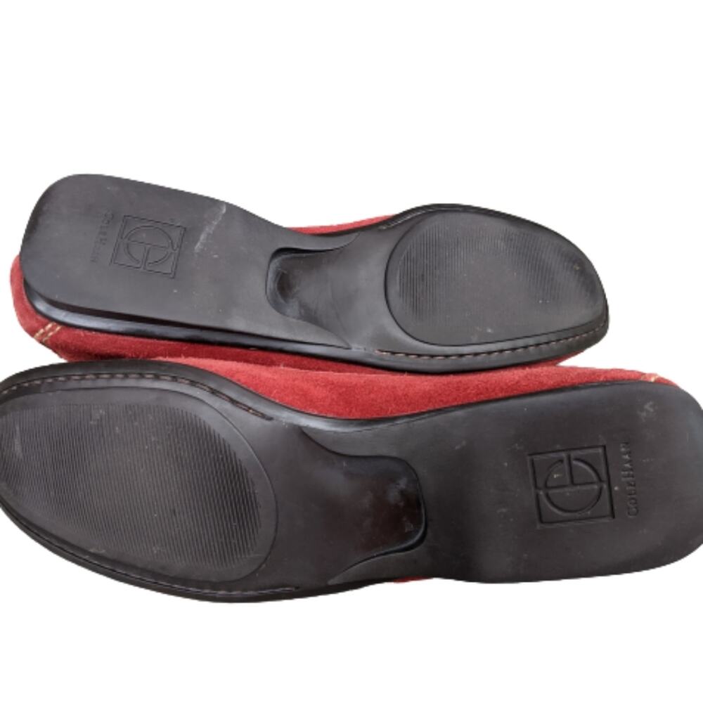 Cole Haan Red Suede Moccasin Loafers 9 - Picture 8 of 10
